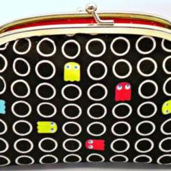Retro Coin Purse, 80s Pacman Arcade Game Frame Wallet Black And Red ...